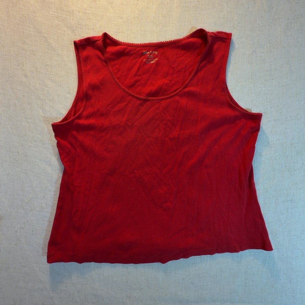 White Stag Tank Top Sleeveless Scoop Neck 100% Cotton Solid Red Women's Size XL